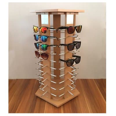 [พรีออเดอร์] ชั้นวางแว่นตาไม้ หมุนได้ ใส่แว่นตาได้ 40-50-60 ตัว