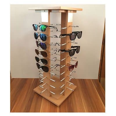 [พรีออเดอร์] ชั้นวางแว่นตาไม้ หมุนได้ ใส่แว่นตาได้ 40-50-60 ตัว - ภาพที่ 2